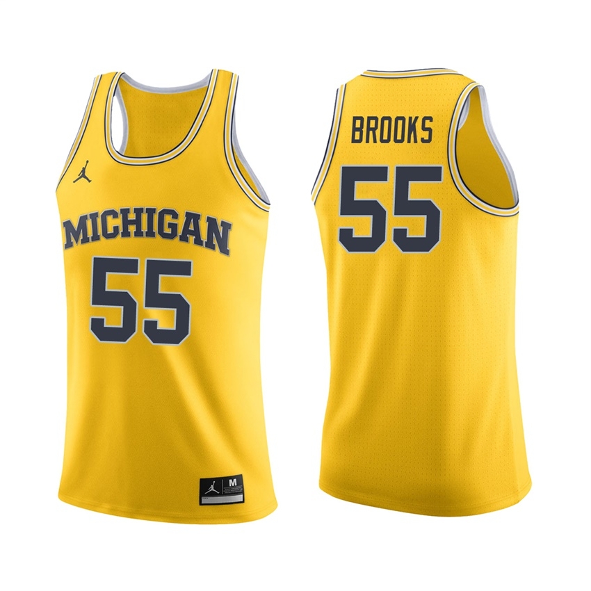 Michigan Wolverines Men's NCAA Eli Brooks #55 Maize College Basketball Jersey RPB3149AB
